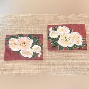 Igor Levashov Floral Wall Art Set of 2 with Red Background